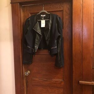 Ladies faux leather and cloth jacket